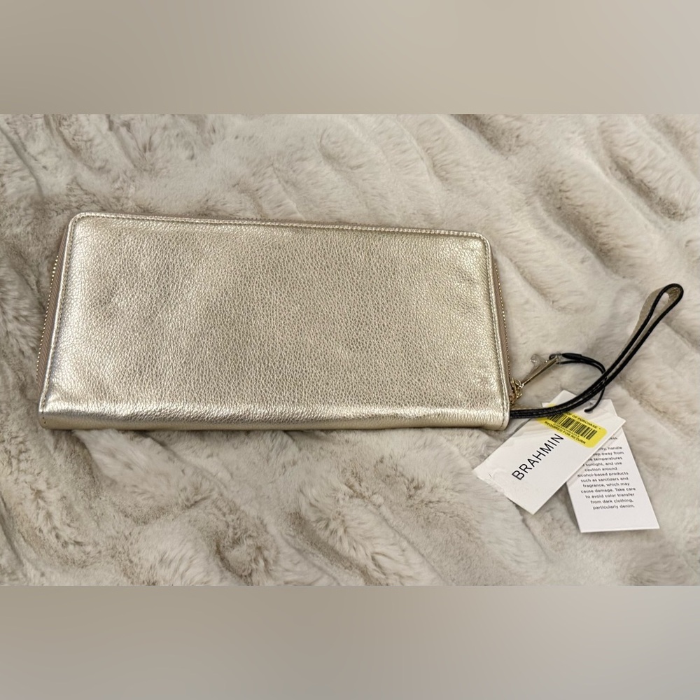 BRAHMIN Skyler platinum moonlight light gold clutch wristlet